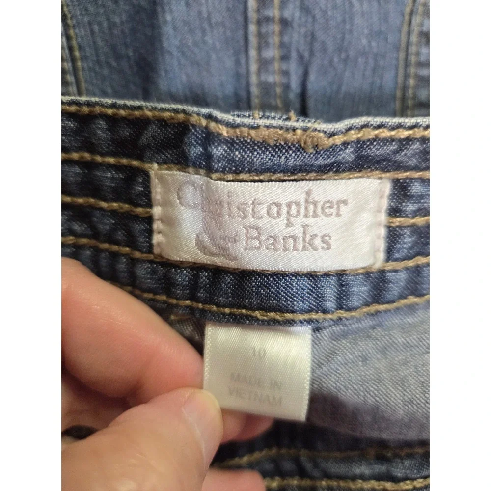 Christopher & Banks Womens Wide Leg Roll Tab Convertible‎ Denim Jeans Size 10